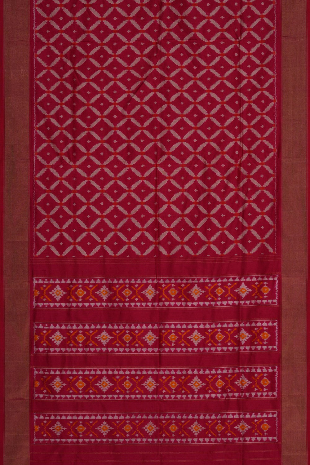 Image of Pochampally Ikat Silk Coral Pink Saree